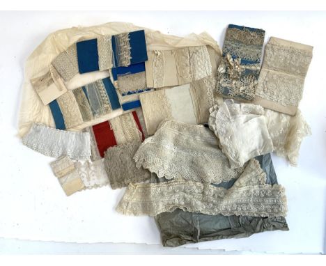 A large quantity of antique lace trim, to include limerick lace, bobbin lace etc 