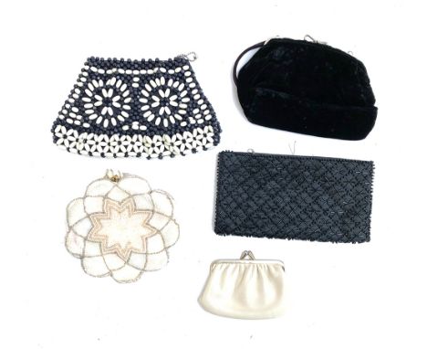 Five lady's vintage purses, to include a French beaded purse 
