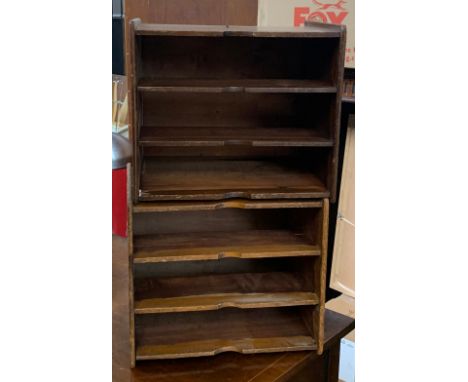 Two vintage desk organisers/letter racks, each 34cmW 
