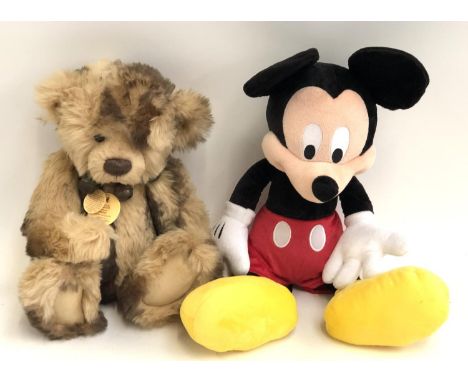 A Charlie Bears 'Bradley' teddy bear, with tags, 39cmH, together with a Disney Parks Mickey Mouse, 47cmH