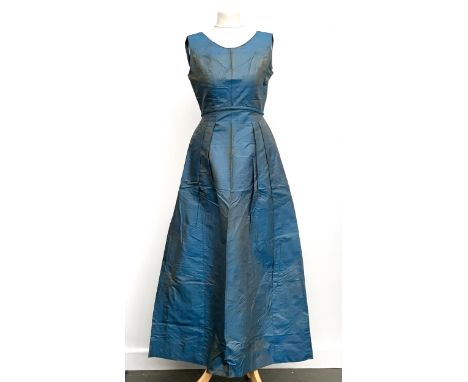 A vintage Hung Hsing Hong Kong blue silk dress, approx size 6-8 