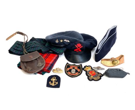 An RAF wool beret; together with a Weber Nancy cap; Royal Navy Divers Association patch; Royal Horse Artillery Association pa