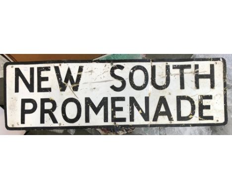 A vintage road sign, 'New South Promenade', 91cm wide 
