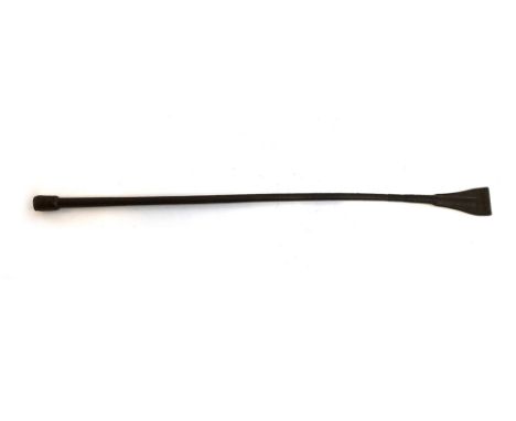 A cutting whip, probably by Swain Adeney &amp; Brigg, with silver plaque to pommel, inscribed 'Riding House Department of His