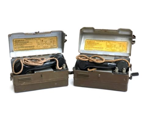 Two WWII "set L" army field telephones telephone (2) 