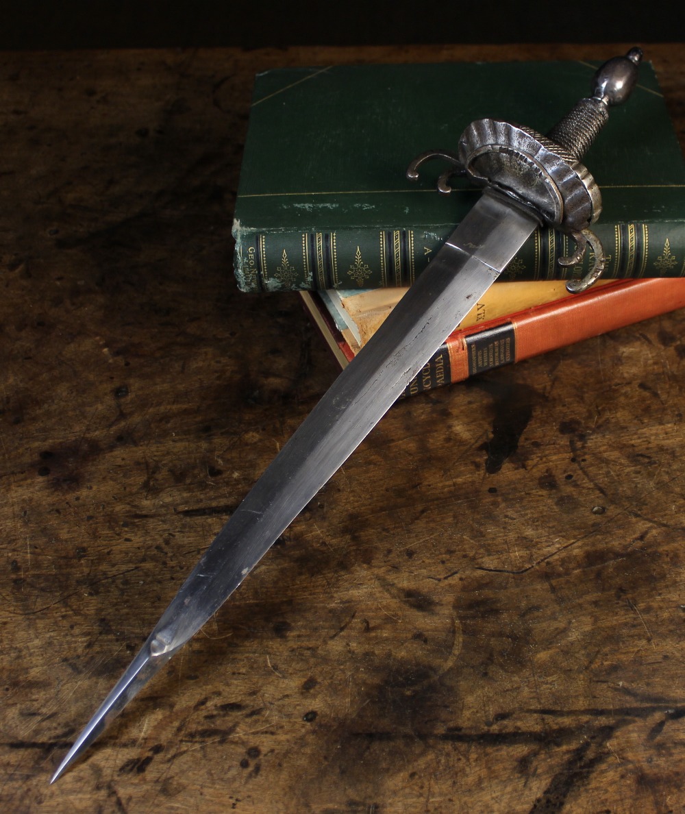 A 16th Century Left Handed Dagger with shell guard, platted wire clad ...