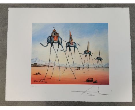 DALI, SALVADOR (1904-1989), Lithographie nach dem Gemälde: "Elephants Giraffe" (von 1954). Farblithographie auf Bütten mit Bl