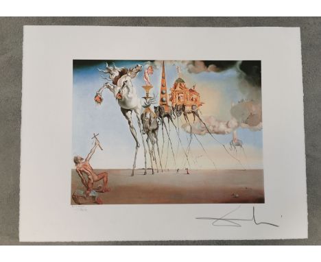 DALI, SALVADOR (1904-1989), Lithographie nach dem Gemälde: "Die Versuchung des Hl. Antonius" (von 1946). Farblithographie auf