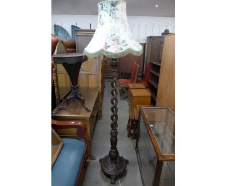 An elm barleytwist standard lamp