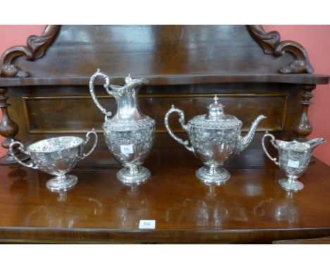 A silver plated four piece tea and coffee service