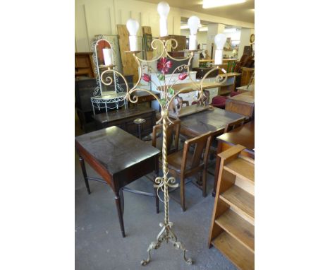 A French gilt wrought iron standard lamp