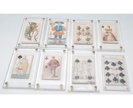 A collection of 8x assorted 19th Century Victorian pictorial playing cards of French and English origin and one believed Taro
