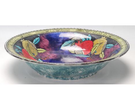 A Hancock &amp; Sons Rubens Ware Bowl, hand painted by F.X Abraham "Pomegranate", approx 32 x 11 cm. Maker marks to the base.