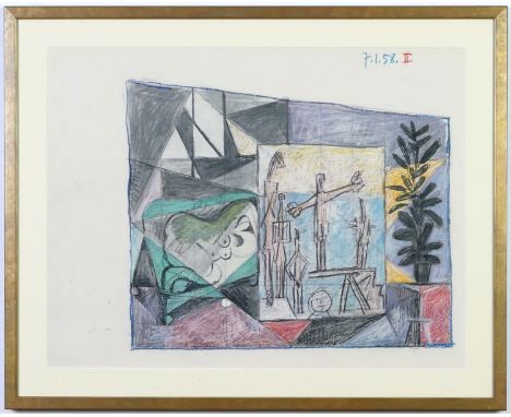 PABLO PICASSO, 7.1358 II, off set lithograph, suite: La chute d'Icare, 1972, Skira, 50cm x 65.5cm. 