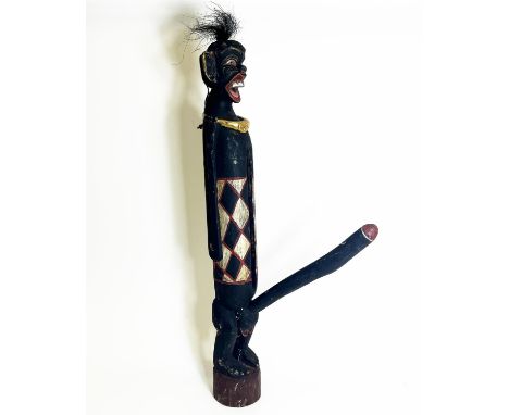 BALINESE SLIT DRUM FERTILITY FIGURE, carved and painted teak, 100cm H. 
