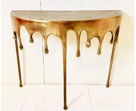 CONSOLE TABLE, dripping design, gilt metal, 76cm x 90cm x 34cm. 