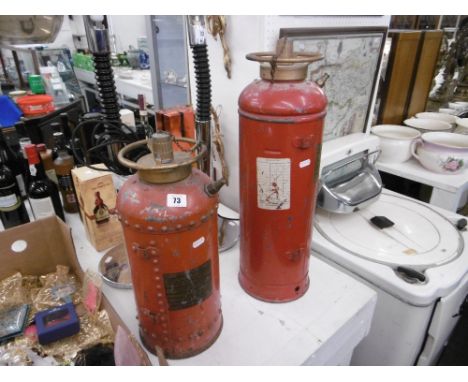 Two vintage fire extinguishers
