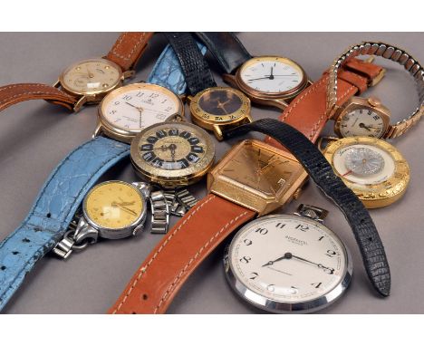 A group of ten vintage and modern watches, including a yellow metal Continental boys watch marked 14k, a 9ct gold cased Excal