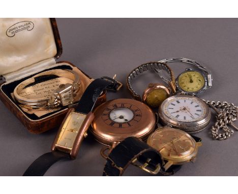 A collection of vintage pocket and wristwatches, including a 9ct gold cased Art Deco lady’s example, a modern gent’s Tissot, 