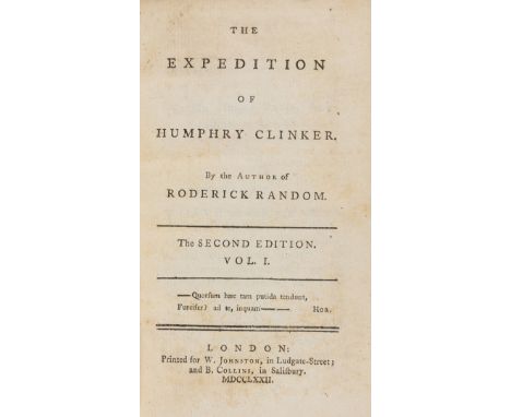 NO RESERVE Smollett (Tobias) The Expedition of Humphry Clinker, 3 vol., second edition, very light foxing or browning to endp