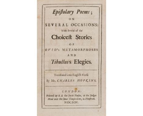 Hopkins (Charles) Epistolary Poems; on Several Occasions: with several of the Choicest Stories of Ovid's Metamporphoses and T