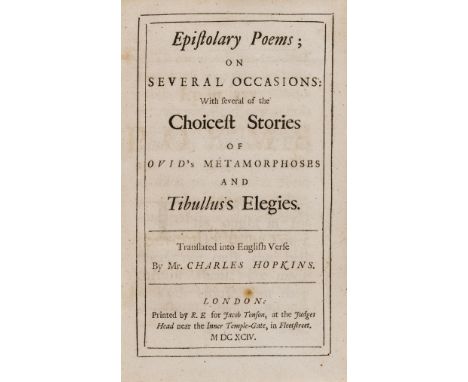 Hopkins (Charles) Epistolary Poems; on Several Occasions: with several of the Choicest Stories of Ovid's Metamporphoses and T