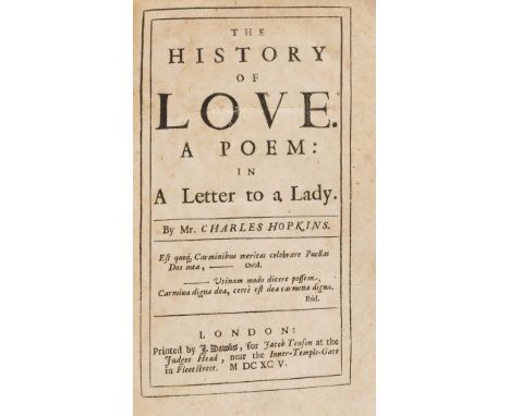 Hopkins (Charles) The History of Love. A  Poem: in a Letter to a Lady, first edition, half-title, ink manuscript corrections 