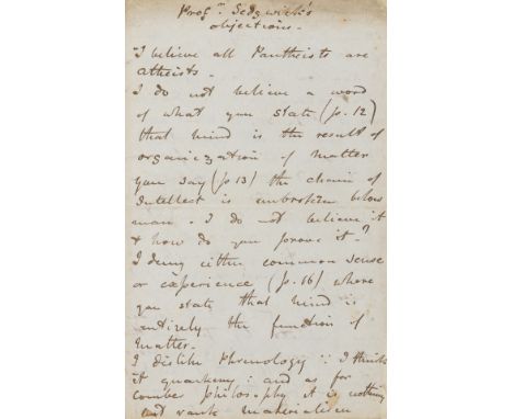 Sedgwick (Adam, geologist, Charles Darwin's tutor at Cambridge, 1785-1873) Profr. Sedgwick's objections [to George Crabbe's "