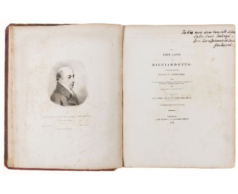NO RESERVE Forteguerri (Niccolò) The first canto of Ricciardetto: translated from the Italian of Forteguerri: with an introdu