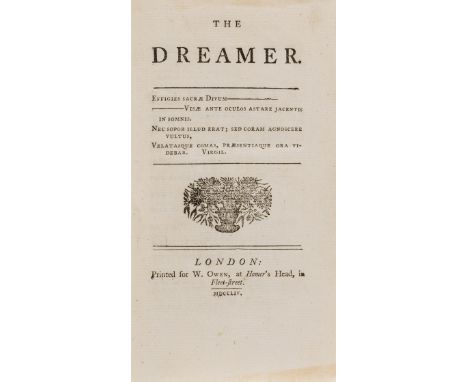 Swift (Jonathan).- King (William) The Dreamer, first &amp; only edition, title with woodcut ornament, advertisement leaf at e