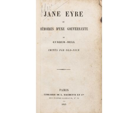 [Brontë (Charlotte)] "Currer Bell". Jane Eyre ou Mémoires d'une Gouvernante ... imités par Old-Nick, half-title, booksellers 