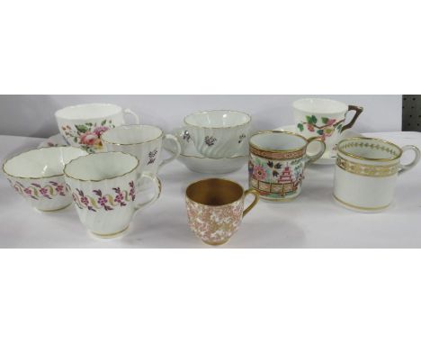 A collection of 19th and 20th century Worcester coffee cans, cups and saucers, various marks to include scratch B for Barr, F