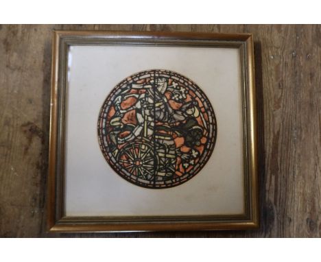 A collection of pictures, to include a study of a stained glass window, a black and white portrait of two Eastern figures etc