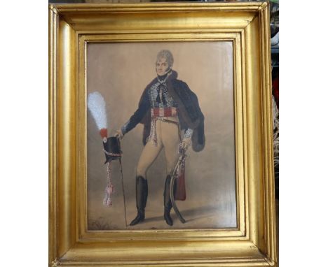 Richard Dighton, watercolour, full length portrait of a Military gentleman, dated 1801, 16ins x 12ins