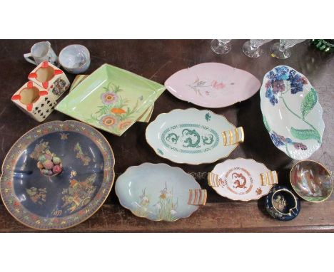 A collection of Carlton Ware, to include dishes, a pair of cube playing card ashtrays, etc, together with a Wilton Ware bowl,