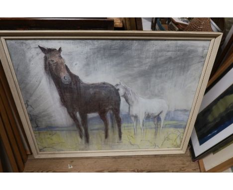 A Thistlethwaite, eight pastels. Subjects - Two Horses, Farmer and Sheepdog, Farmer and Cows, Farmer and Lambs, Farmer and Sh