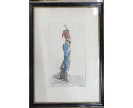 Published by Dighton, colour print, An Officer of the 10th or Prince of Wales's Hussars, 13ins x 7ins, together with five oth