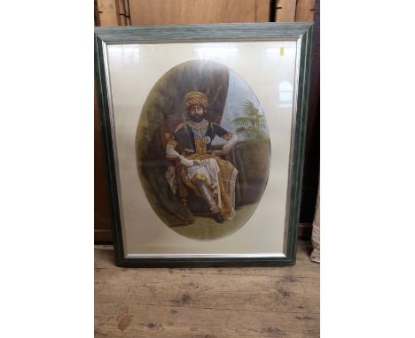 C A Feseh, 1887, print, oval portrait of Maharaja Sir Waghjee K.C.I.E Thakore Saheb of Morvi, maximum diameter 24.5ins