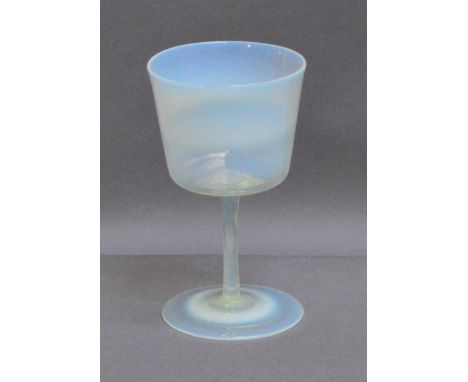 JAMES POWELL WHITEFRIARS; a straw opal wine glass with bucket bowl, plain stem and plain foot, height 11.2cm. CONDITION REPOR