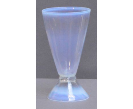 JAMES POWELL WHITEFRIARS; an opal claret glass with slightly moulded conical bowl above unusual upturned conical foot, height
