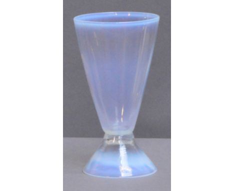 JAMES POWELL WHITEFRIARS; an opal claret glass with slightly moulded conical bowl above unusual upturned conical foot, height