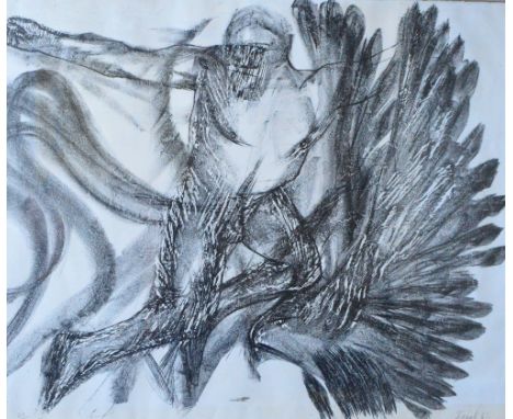 ELIZABETH FRINK (1930-1993); a signed limited edition lithograph "Spinning Man VIII", 29/50, 55 x 78cm, framed and glazed. CO