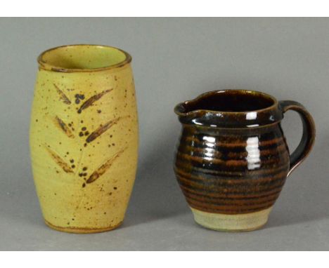 DAVID LEACH (1911-2005) for Lowerdown Pottery; a stoneware vase covered in oatmeal ash glaze, incised and painted decoration,