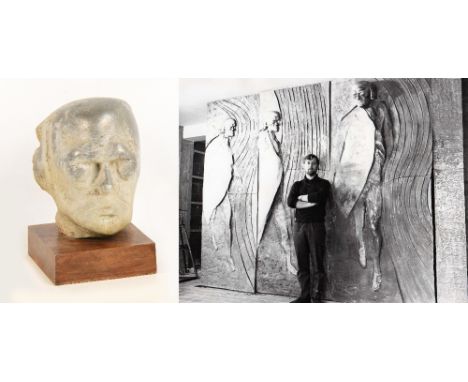 JOHN W MILLS (born 1933); a cast Silicon aluminium bust of William Blake, height 37cm including plinth. (D) Produced in 1964 