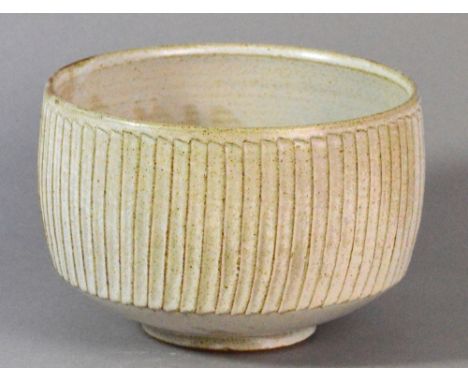 DAVID LEACH (1911-2005) for Lowerdown Pottery; a large fluted stoneware bowl, impressed DL mark, diameter 22cm. (D)  CONDITIO