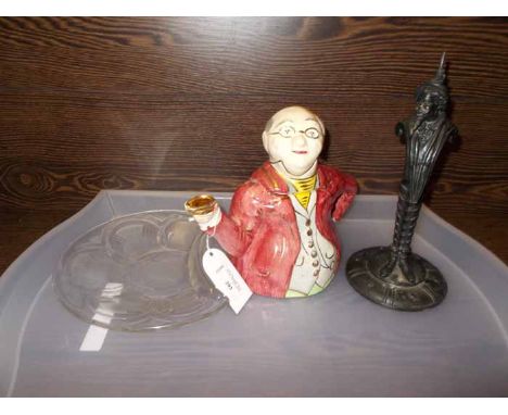 LOT OF MIXED COLLECTABLES
comprising a Lingard novelty tea pot, French studio glass with thistle patterns, signed, and a spel