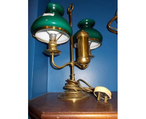 TWIN LIGHT OFFICE TABLE LAMP 
( damaged shade )