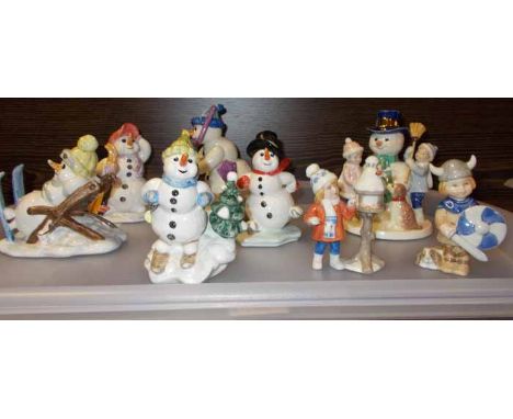 GROUP OF FIVE GOEBEL PORCELAIN SNOWMAN FIGURES
together with three Royal Copenhagen winter figures, all in good condition. (8