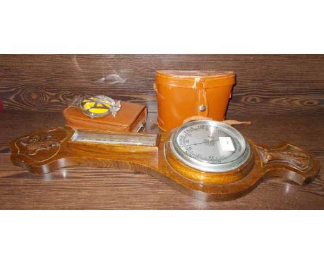 BAROMETER, PAIR OF BINOCULARS, GROOMING SET AND AN AA CAR BADGE