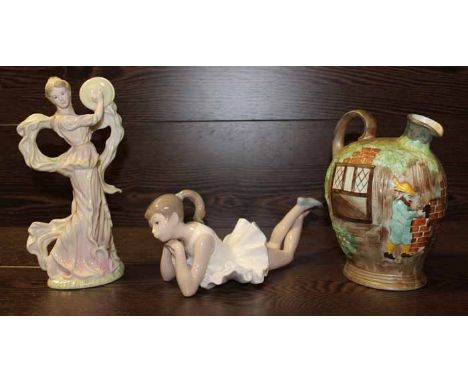 WEDGWOOD FIGURE OF 'HARMONY' 
from the classical collection, along with a Nao ballet dancer and a ceramic Radford jug, talles